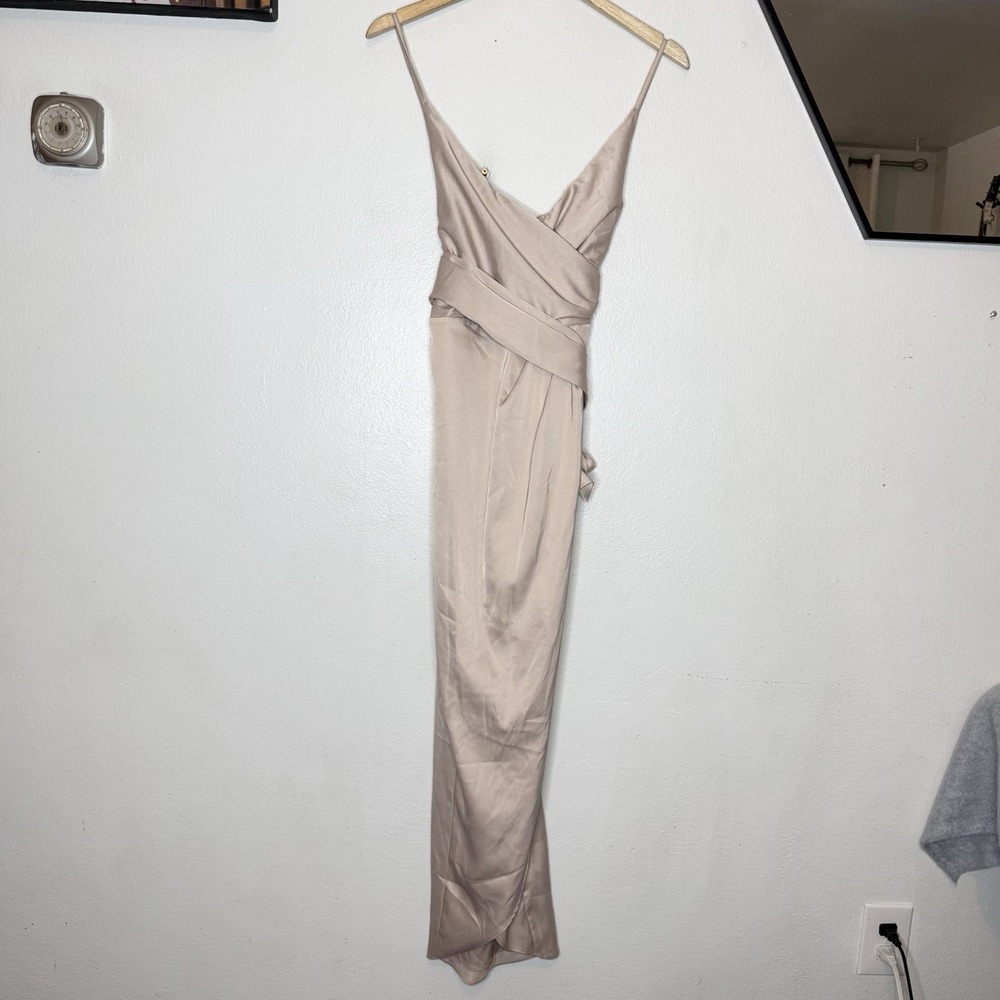 Showpo How Will‎ I Know Dress Champagne Satin Womens US 4 Formal Tie Sash
